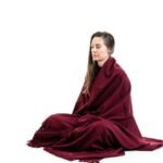 Meditation Shawl or Meditation Blanket, Wool Shawl or Wrap, Oversize Scarf  or Stole, Wool Throw, Indian Blanket. Unisex, Brown Rust, 8' x 4