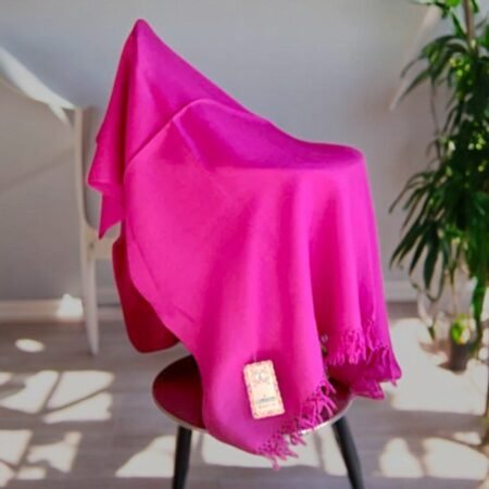 Ethically Handwoven Multi-Use Merino Wool Blanket Scarf in Pink