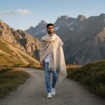 Handloom woven plain wool shawl in large size