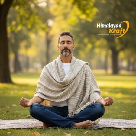 Heavy handloom woven grey wool men’s shawl