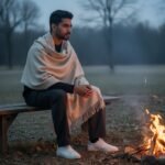 Handloom woven plain wool shawl in large size