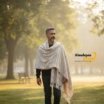 Heavy handloom woven grey wool men’s shawl