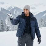 Hand knitted grey angora wool beanie winter cap