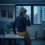 Hand knitted grey angora wool beanie winter cap