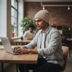 Hand knitted charcoal angora wool beanie winter cap