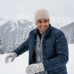 Hand knitted charcoal angora wool beanie winter cap