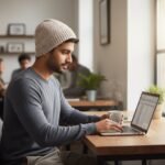 Hand knitted charcoal angora wool beanie winter cap