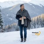 Heavy handloom woven black wool men’s shawl