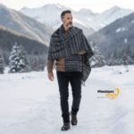 Heavy handloom woven black wool men’s shawl