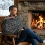 Heavy handloom woven black wool men’s shawl