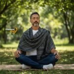 Heavy handloom woven black wool men’s shawl