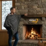 Heavy handloom woven black wool men’s shawl