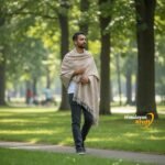 Heavy handloom woven cream wool men’s shawl