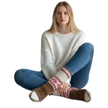 Hand knitted grey merino wool socks winter wear