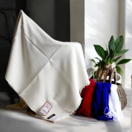 Himalayan Elegance: Handwoven Merino & Angora Wool Oversized Shawl [127X254 CMs]