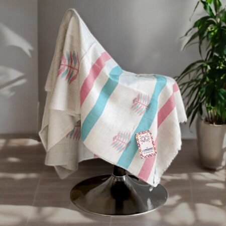 Ethically Himalayan Loom Woven Merino Wool Blanket Scarf in Cultural Design Patterns